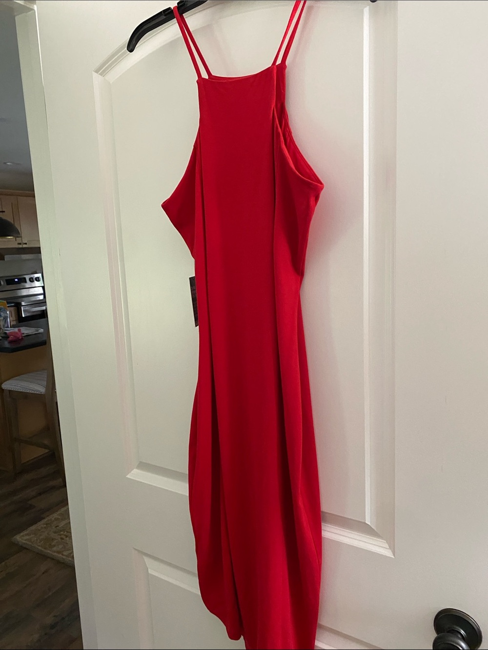Express Red Double-Strap Midi Slip Dress